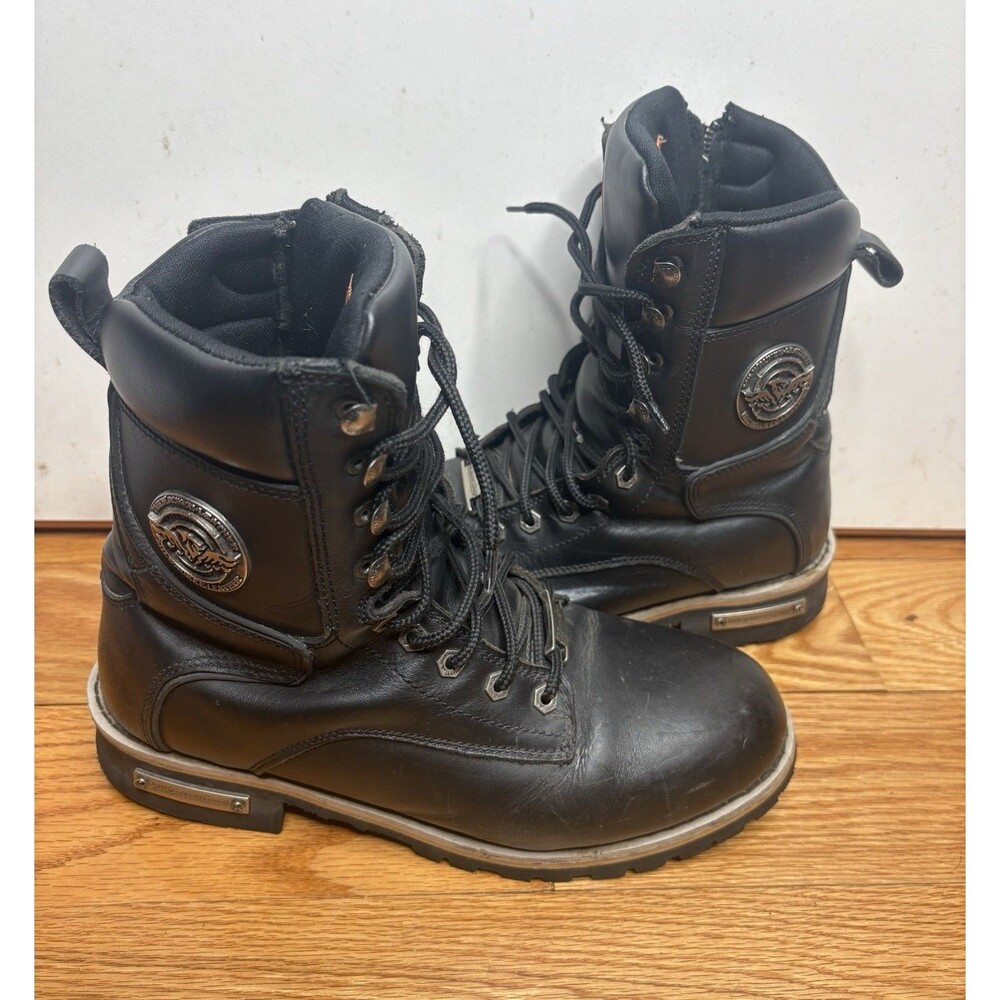 Milwaukee Leather black motorcycle boots men's size 8.5 Black Logger MBM9095